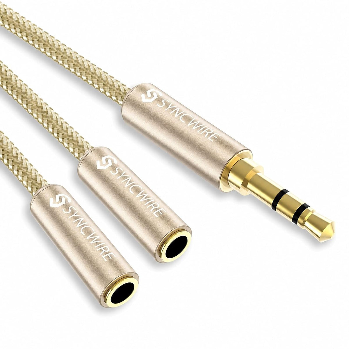 SYNCWIRE Headphone Splitter, 3.5mm Male to 2 Female Y Cable, Gold