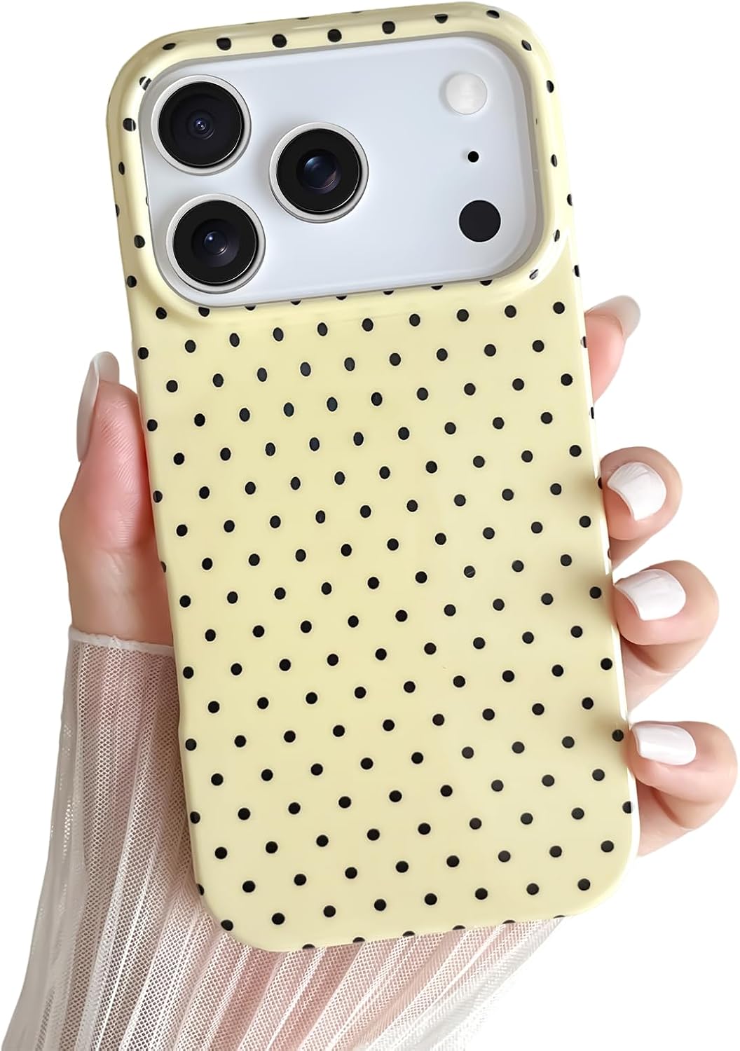 Yeddabox for iPhone 15 Case Cute Polka Dot Phone Case Soft TPU Slim Shockproof Phone Cover for Women Girls, Blue