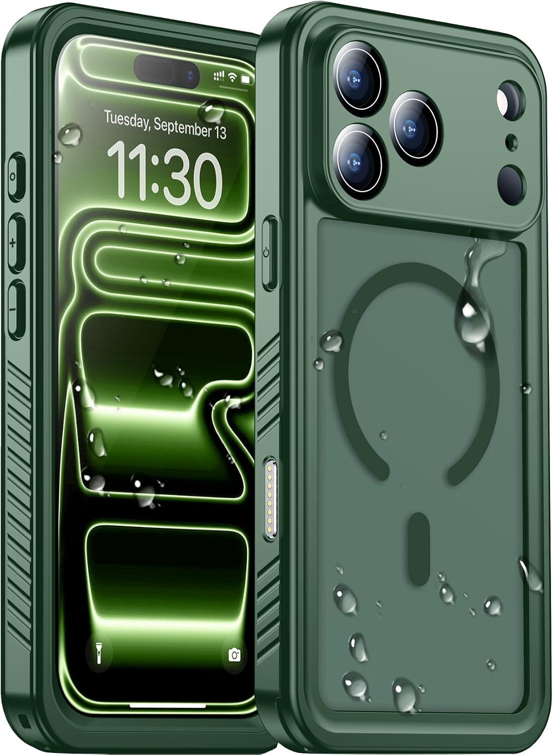 Temdan Compatible with iPhone 17 Pro Case,Waterproof Built-in Screen & Camera Protector IP68 Underwater Full Body 17FT Military Dropproof Shockproof Phone Case 6.3"-Blue/Clear