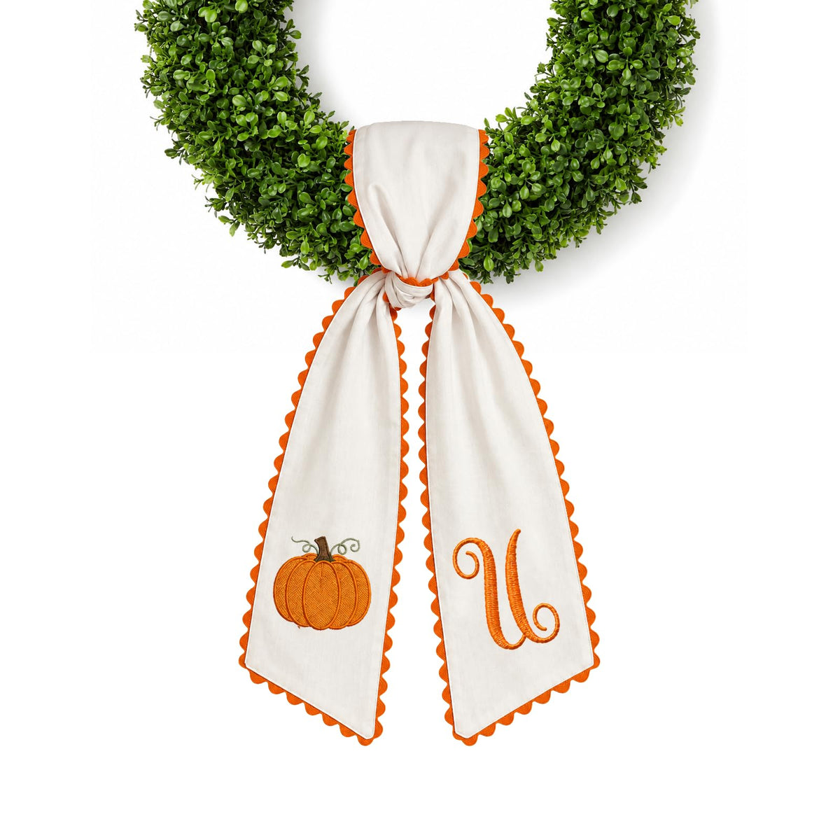 Halloween Pumpkin Wreath Sash Fall Front Door Orange Bow Decor (Y)