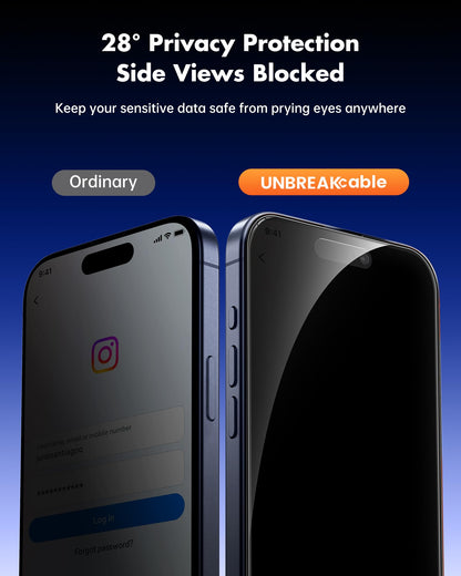 UNBREAKcable Privacy Screen Protector for iPhone 16 Pro, 2-Pack