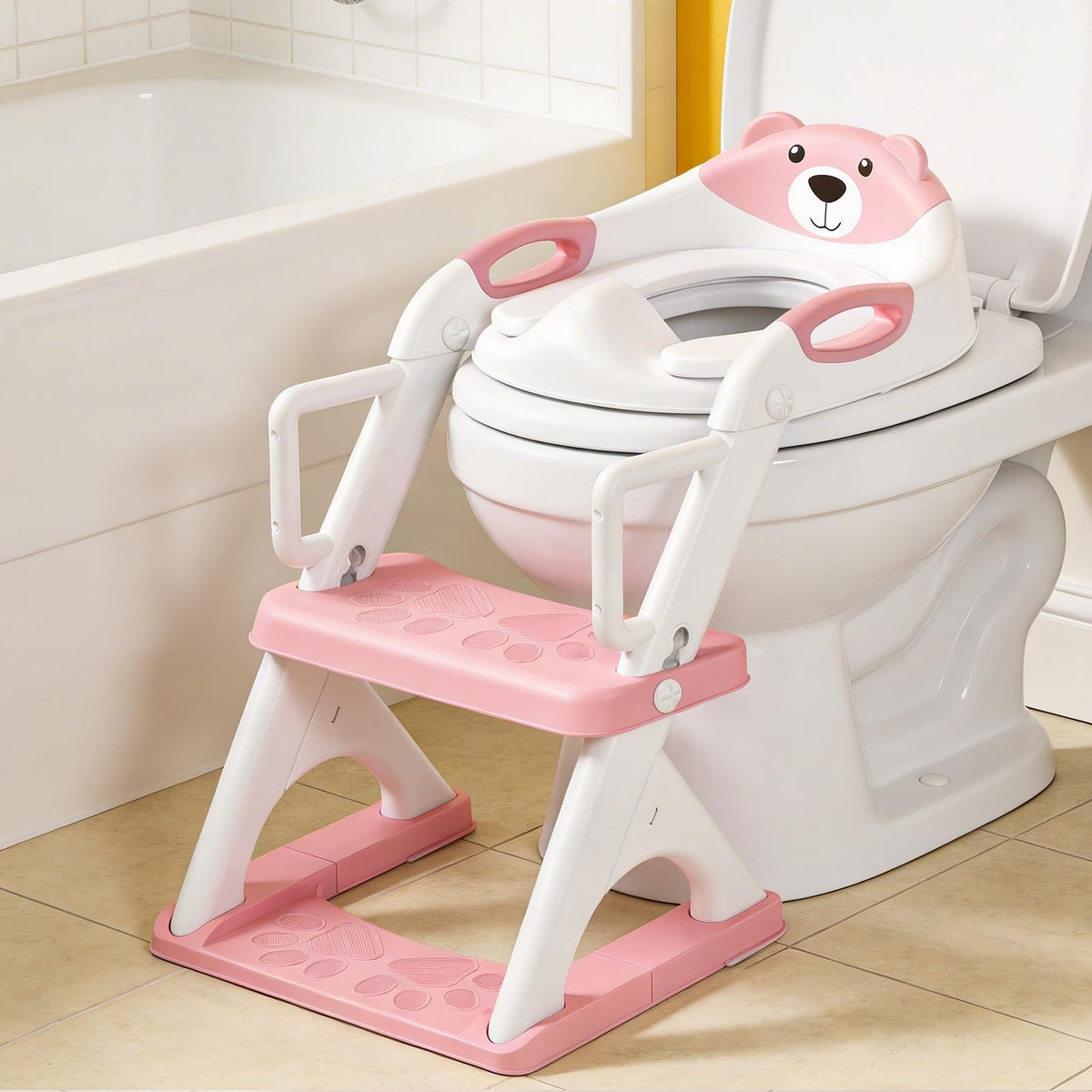 Potty Training Toilet for Toddlers, 2-in-1 Potty Training seat, Anti-Slip (Chocolate, Bear)