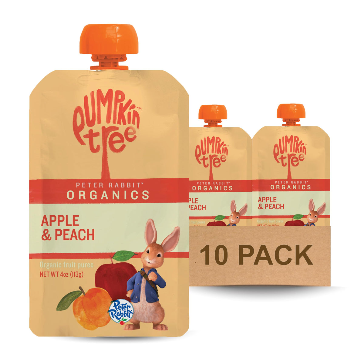 Pumpkin Tree Peter Rabbit Organics, Banana, Mango, and Kale, 4 Squeeze Pouch, Mango, Broccoli & Kale, 4.4 Ounce (Pack of 10)