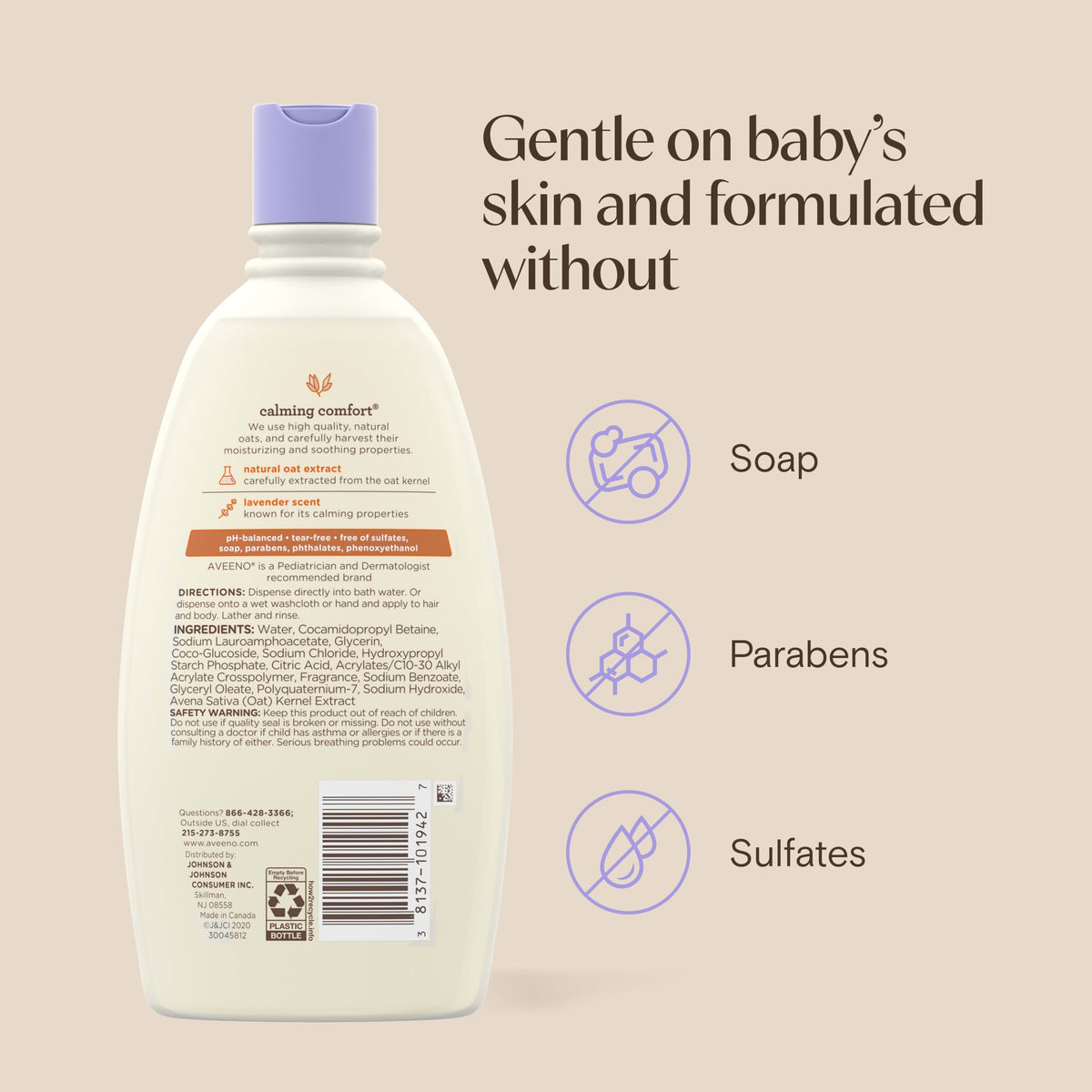 Aveeno Baby Calming Comfort Bath & Body Wash, Lavender & Vanilla, 8 fl oz