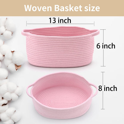 Happyiren Brown Woven Cotton Rope Storage Basket with Lace Trim