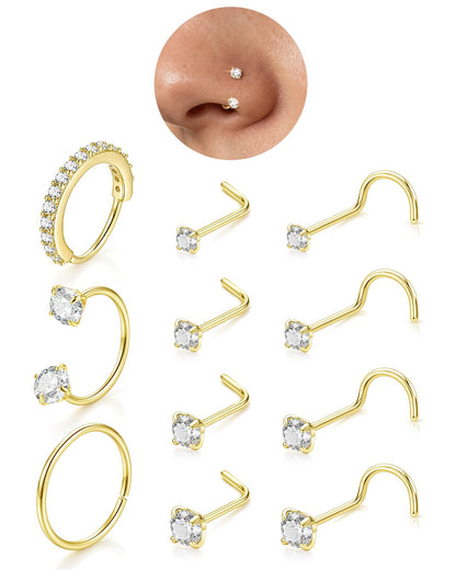 Horseshoe Nose Ring Studs Gold Silver Nose Piercing Jewelry for Women Men