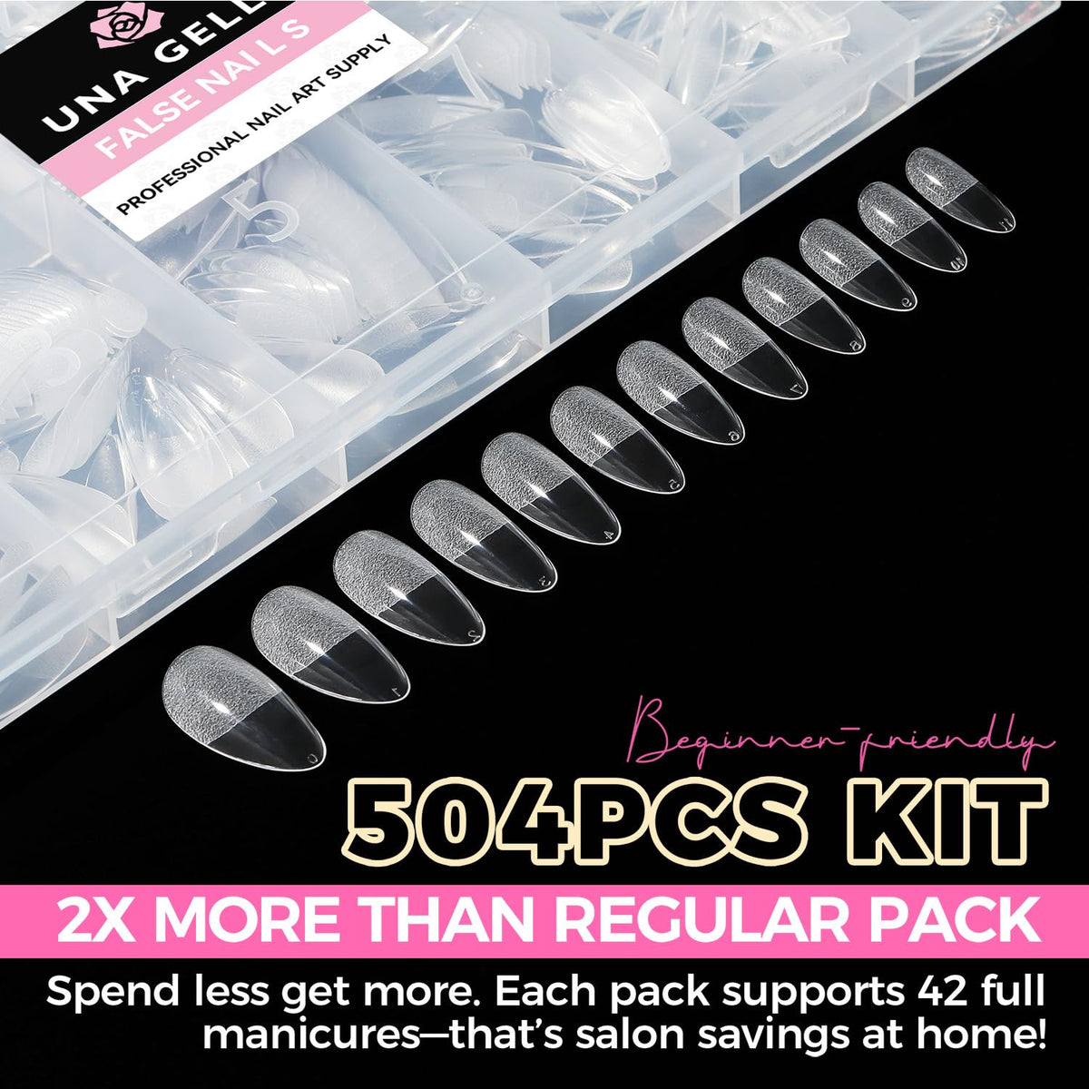 UNA GELLA Short Sharp Square Nail Tips 504pcs X-Soft Flat Square Nails
