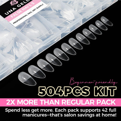 UNA GELLA Short Sharp Square Nail Tips 504pcs X-Soft Flat Square Nails