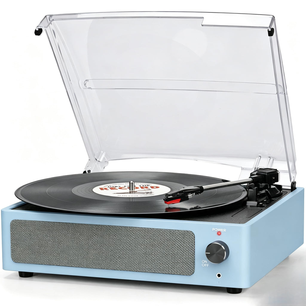 Seasonlife® Record Player for Vinyl Turntable with Speakers,Pale Purple