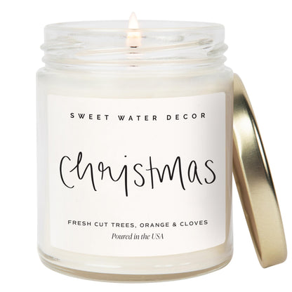 Sweet Water Decor Christmas Candle Gift, Holiday Scented 9oz Clear Jar