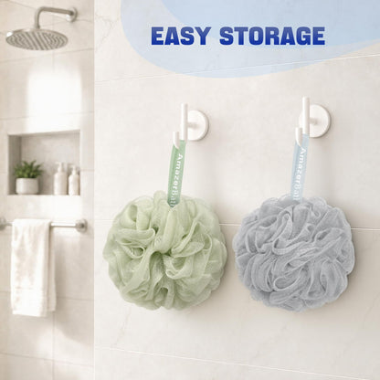 AmazerBath Loofah Sponge 75g/Piece, Exfoliating Bath Sponge Body Scrubber - Loofa Set of 4 Flower Color (Large, Green-Purple)