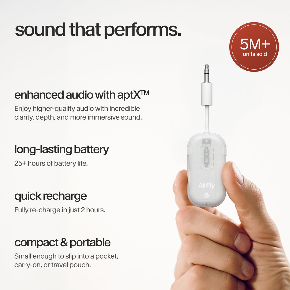 Twelve South AirFly SE, Bluetooth Wireless Audio Transmitter Adapter, White