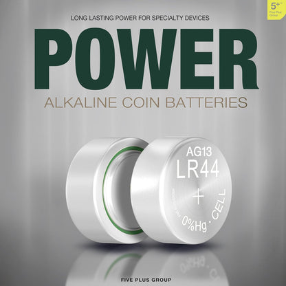 LR44 AG13 A76 357 SR44 L1154 1.5V Alkaline Button Cell Batteries (10 Pack) – High Capacity Coin Batteries for Watches, Key Fobs, Toys & Small Electronics