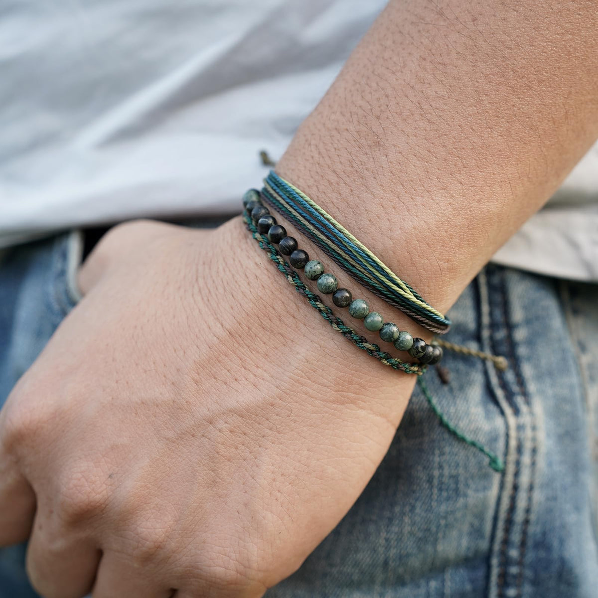 Mezcla Vida Handmade Natural Stone Beaded Healing Bracelet Gift for Men Adjustable Rope String Bracelet