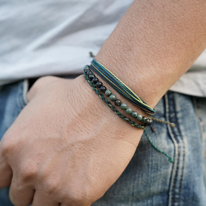 Mezcla Vida Handmade Natural Stone Beaded Healing Bracelet Gift for Men Adjustable Rope String Bracelet
