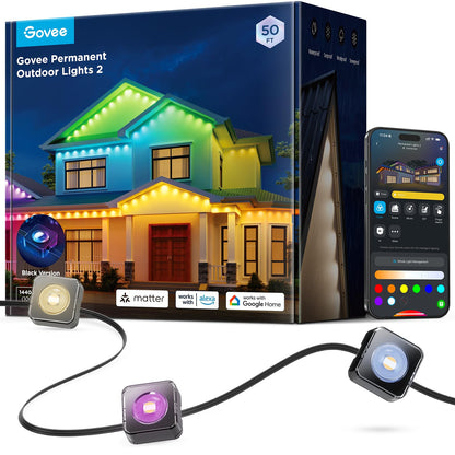 Govee Permanent Outdoor Lights 2, 100ft RGBIC Outdoor Lights with 100 Modes