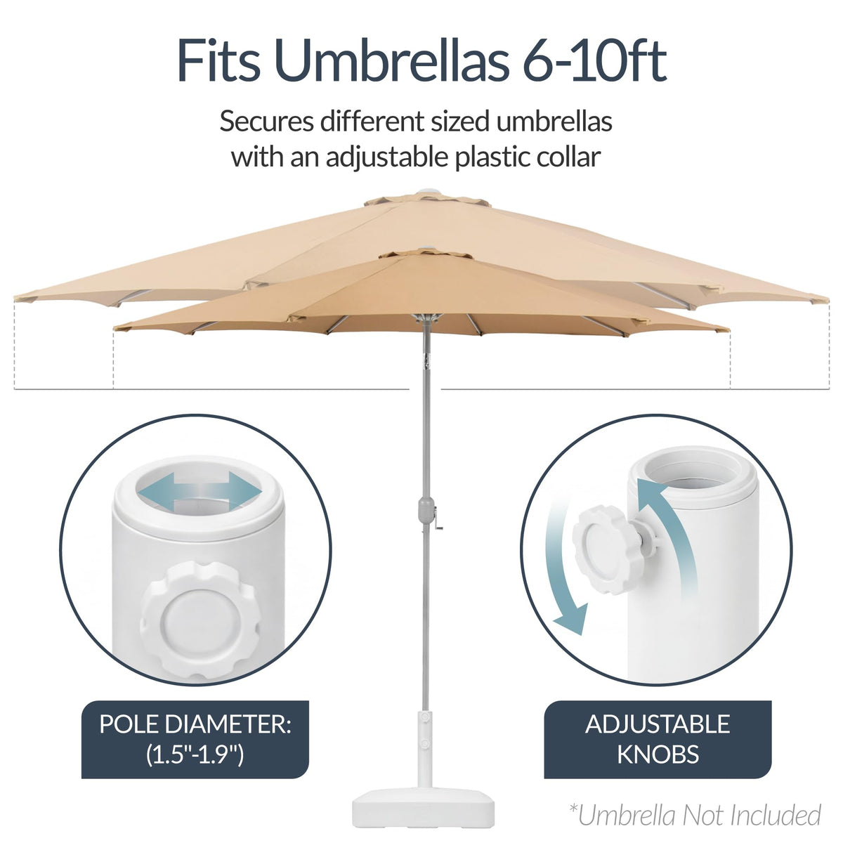 Best Choice Products Fillable Umbrella Base Stand Round Sunburst Plastic Patio Umbrella Base Stand, Pole Holder for Outdoor, Lawn w/ 55lbs Weight Capacity, Adjustment Knob