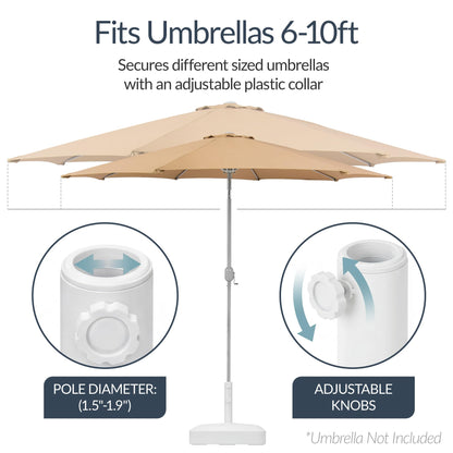 Best Choice Products Fillable Umbrella Base Stand Round Sunburst Plastic Patio Umbrella Base Stand, Pole Holder for Outdoor, Lawn w/ 55lbs Weight Capacity, Adjustment Knob