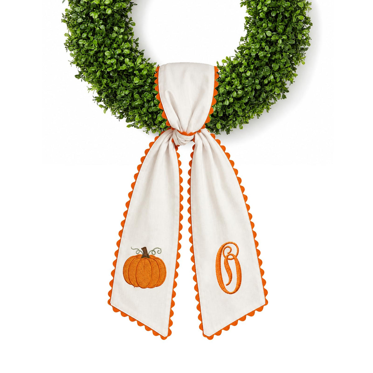 Halloween Pumpkin Wreath Sash Fall Front Door Orange Bow Decor (Y)
