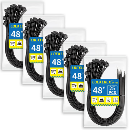 Black Zip Ties Assorted 12+8+6+4 inch, 200 Pack, Cable Ties, UV Resistant Wire Ties for Outdoor Use,Tie Straps, LOCKLOCK