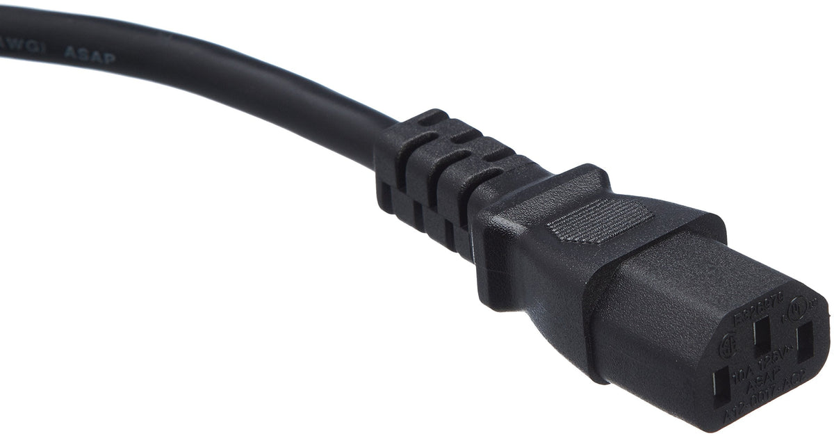 Amazon Basics Replacement Power Cord for Computer, Monitor, TV, Printer, PC, 3 Prong, 18 AWG, 125 Volts, 10 Feet, Black