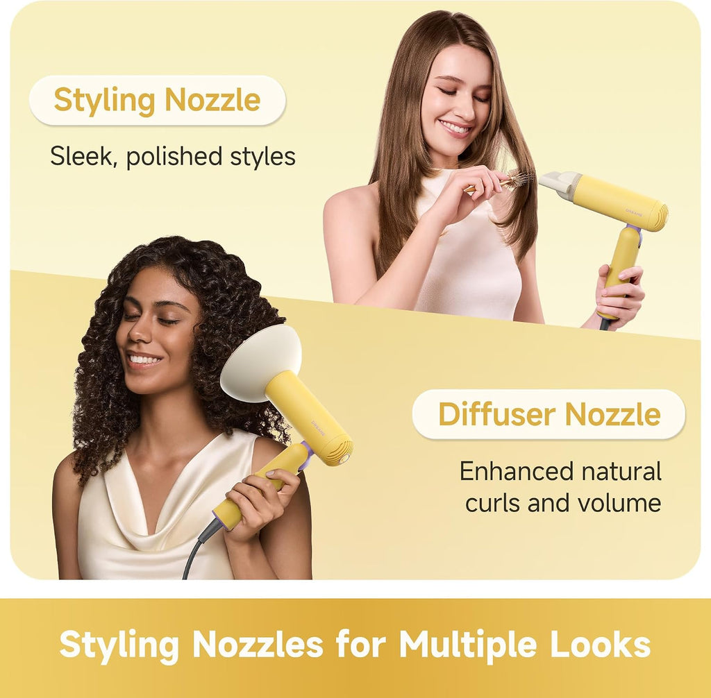 Dreame Pocket Cake Dual Voltage Hair Dryer with Diffuser, Travel Blow Dryer