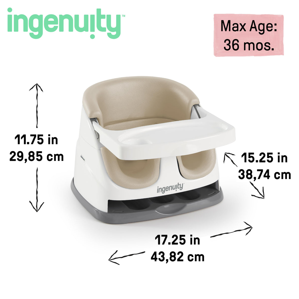 Ingenuity Baby Base 2-in-1 Booster Seat with Tray, Feeding & Floor Seat