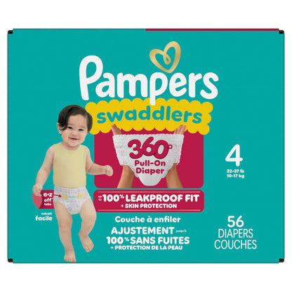 Pampers Diapers - Swaddlers 360° - Size 5, 116 Count, up to 100% Leakproof Comfy Dry Fit, Designed for Easy Changes, Pull On Baby Diaper