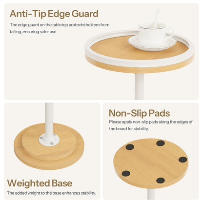 HOOBRO Small Round Side Table, Drink Table, Coffee Martini Table with Pedestal Accent for Small Spaces in Living Room, Bedroom, Sofa Couch, Rustic Brown BF168BZ01