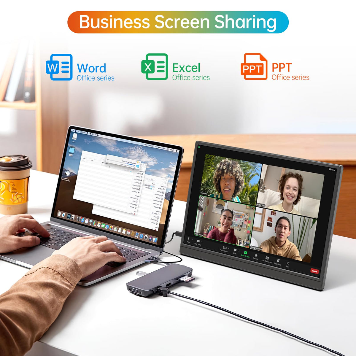 MNN 15.6" 4K Portable Monitor, UHD IPS, USB-C HDMI, with Smart Cover Stand