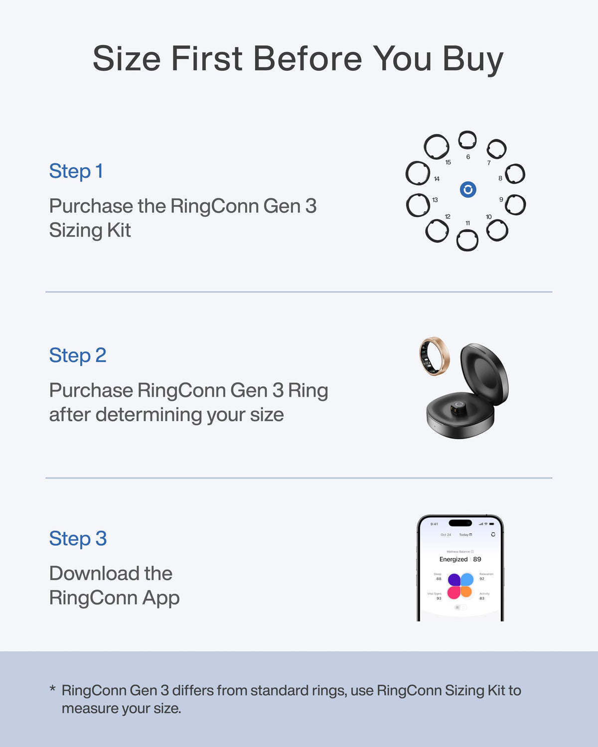 RingConn Gen 3 Smart Ring - Vascular Trends(Size 8, Future Silver)