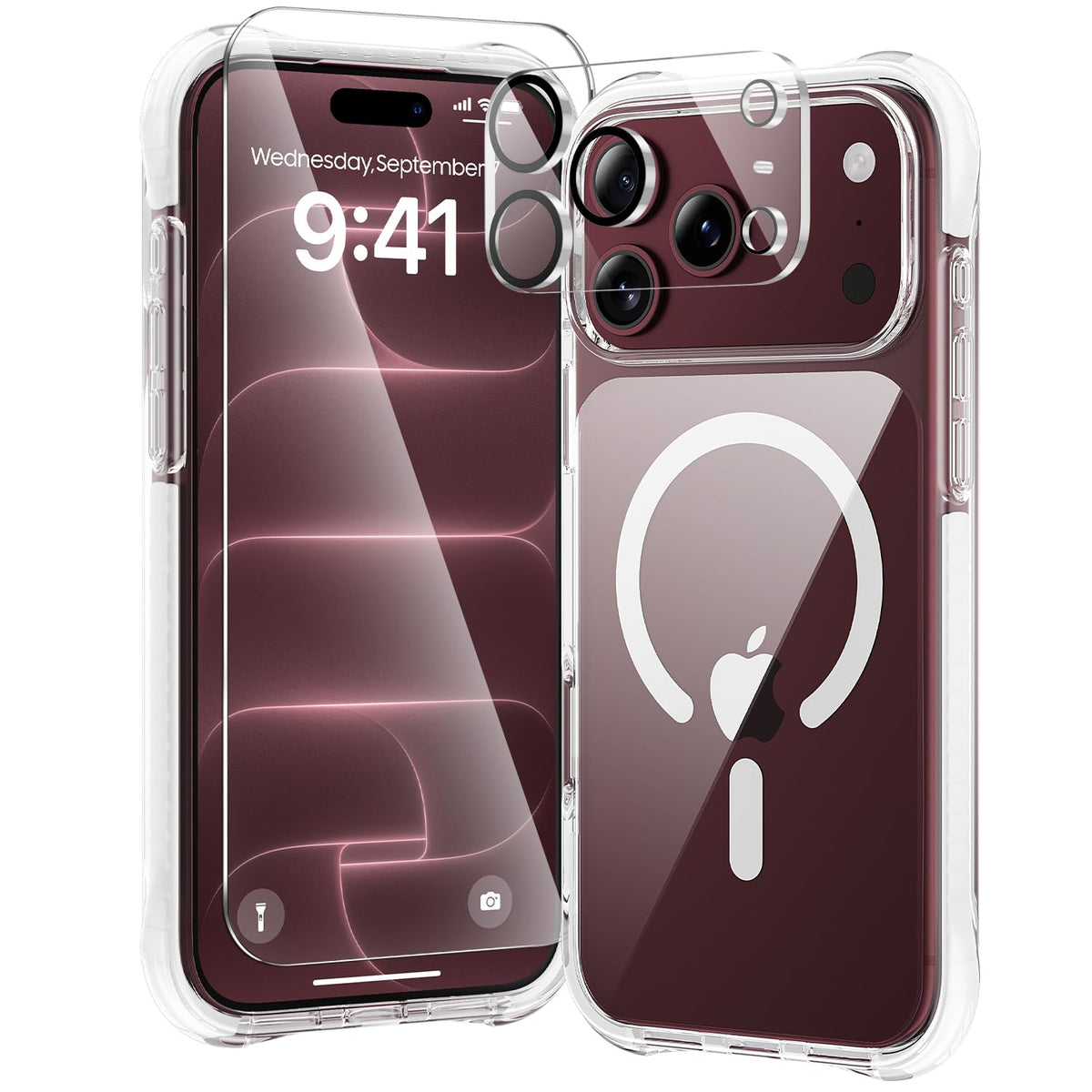 toushion 3 in 1 for iPhone 15 Plus Case Transparent