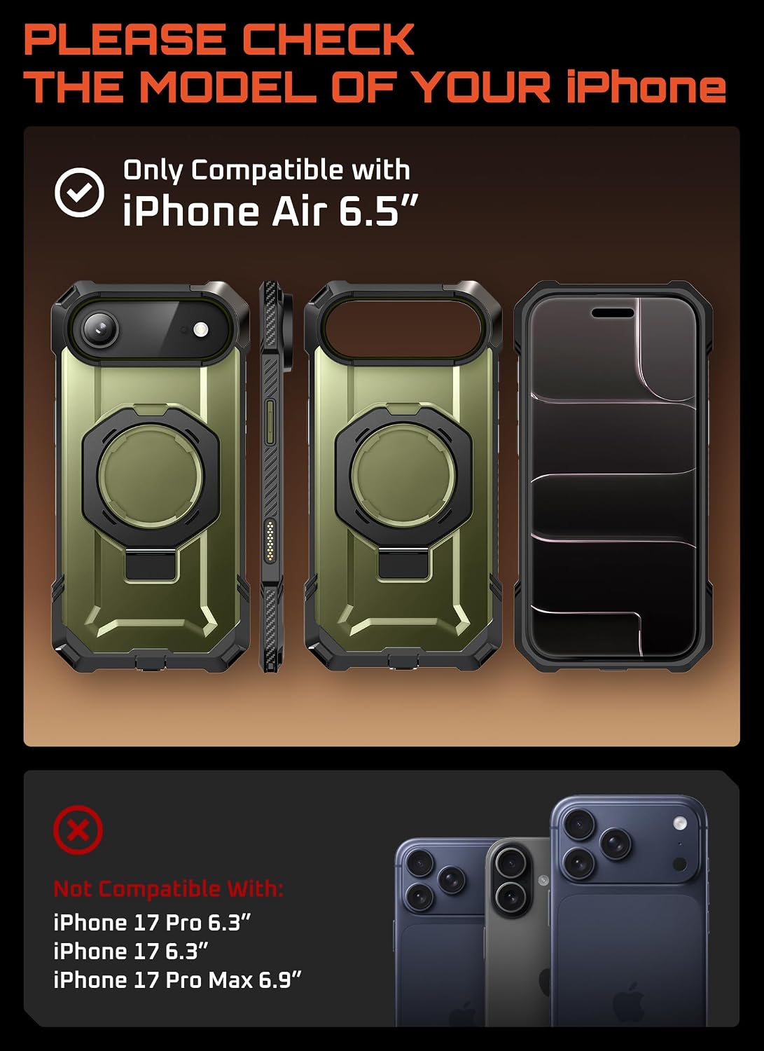 SUPCASE for iPhone 17 Case with Stand & Camera Control Button, Black