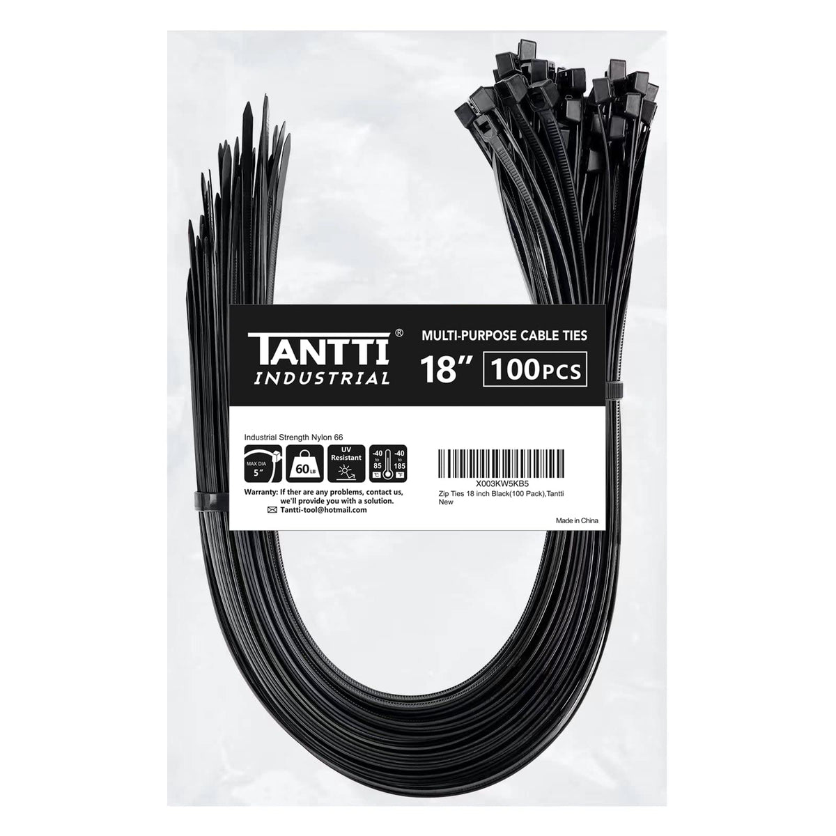 Zip Ties 4 inch (200 Pack), Small Zip Ties with 18 lb Tensile Strength, Black, by Tantti Supply