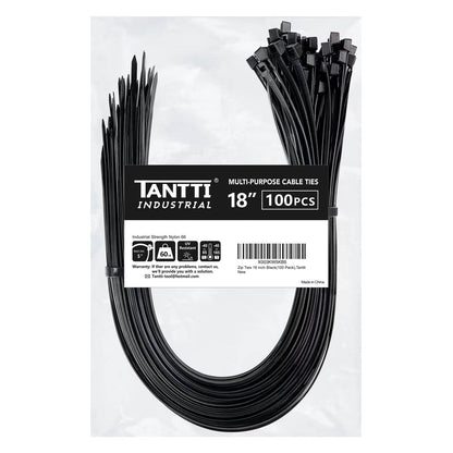 Zip Ties 4 inch (200 Pack), Small Zip Ties with 18 lb Tensile Strength, Black, by Tantti Supply