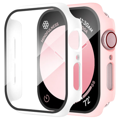 Smiling 2 Pack Case Compatible with Apple Watch Series 9 (2023)/Series 8 /Series 7 45mm with Tempered Glass Screen Protector, Hard PC Case Overall Protective Cover- Starlight