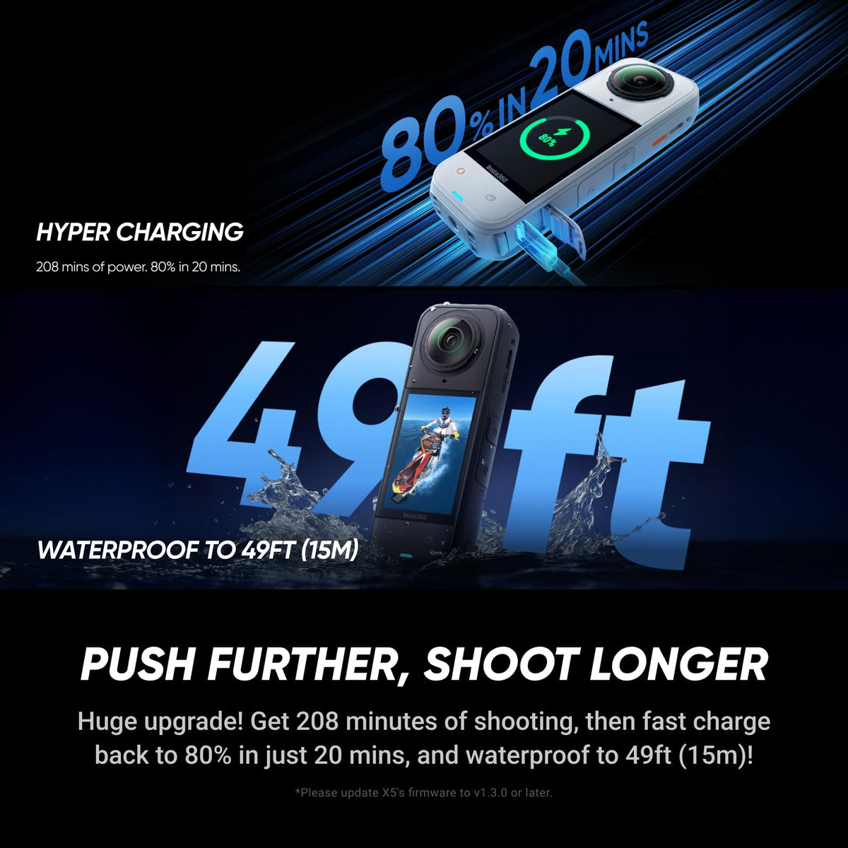 Insta360 X5 - Waterproof 8K 360° Action Camera, Leading Low Light, Invisible Selfie Stick Effect, Rugged and Replaceable Lens, 3-Hour Battery, Built-in Wind Guard, Stabilization, Triple AI Chip Design