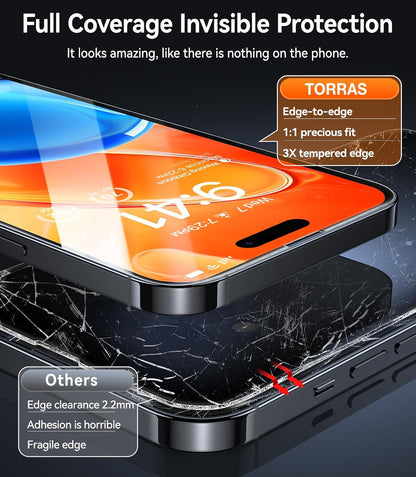 TORRAS Military-Grade Unbreakable for iPhone 18 Pro Screen Protector 2-Pack