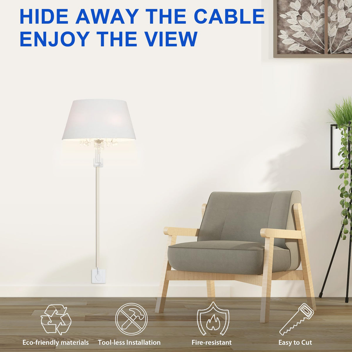 ZhiYo 85" Cord Cover for 1 Wire, Mini White Cord Hider Wall, 0.5"W x 0.3"H