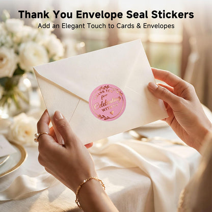 Thank You Stickers, 100 PCS Black Wedding Stickers with Gold Foil