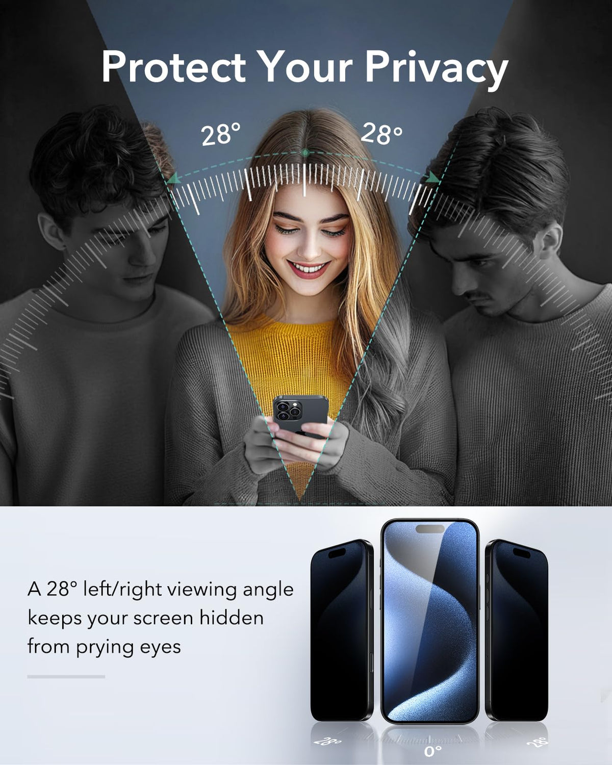 ESR 3 Pack for iPhone 17 Pro Max Privacy Screen Protector, Classic