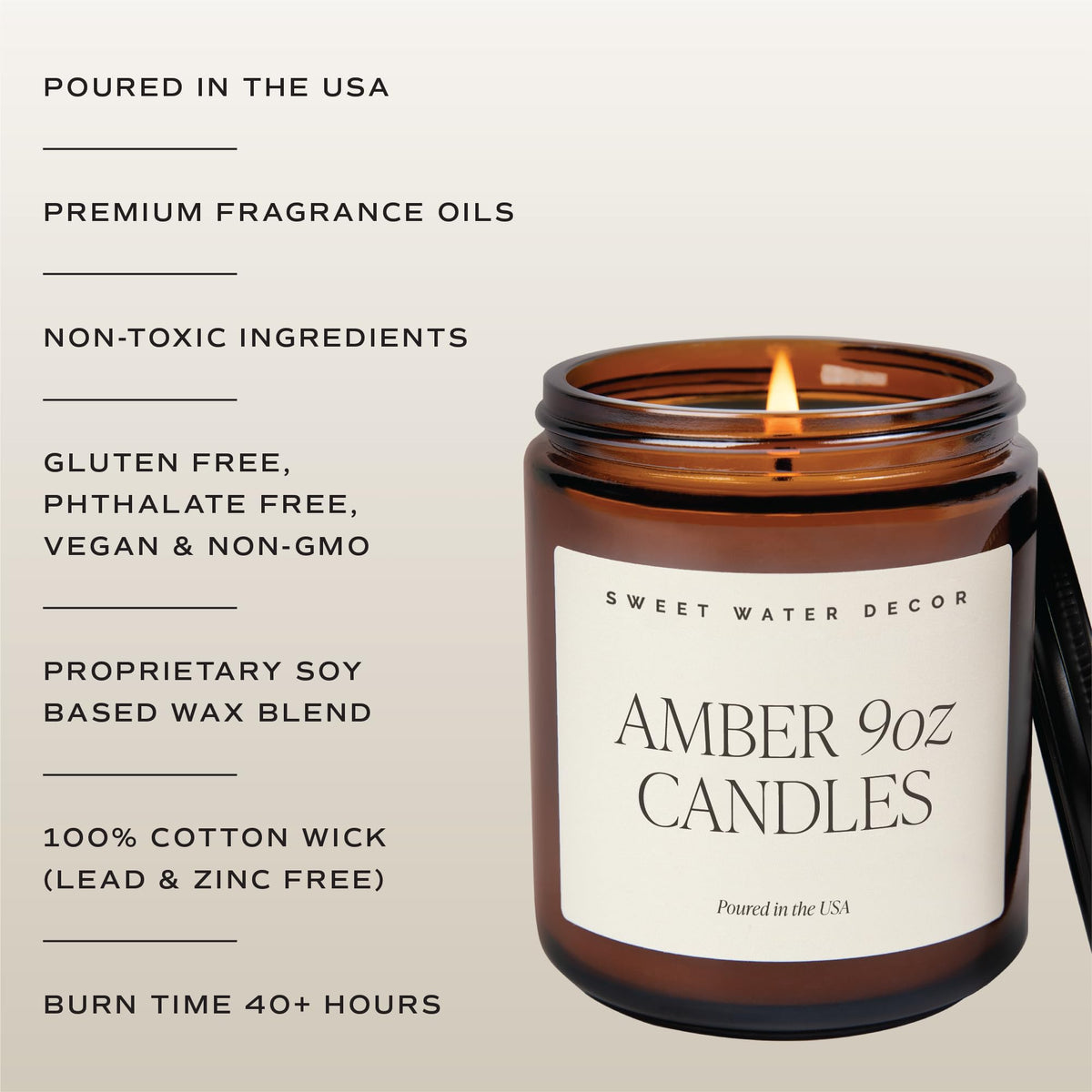 Sweet Water Decor Fraser Fir Candle, 9oz Amber Glass Jar, Winter Scent