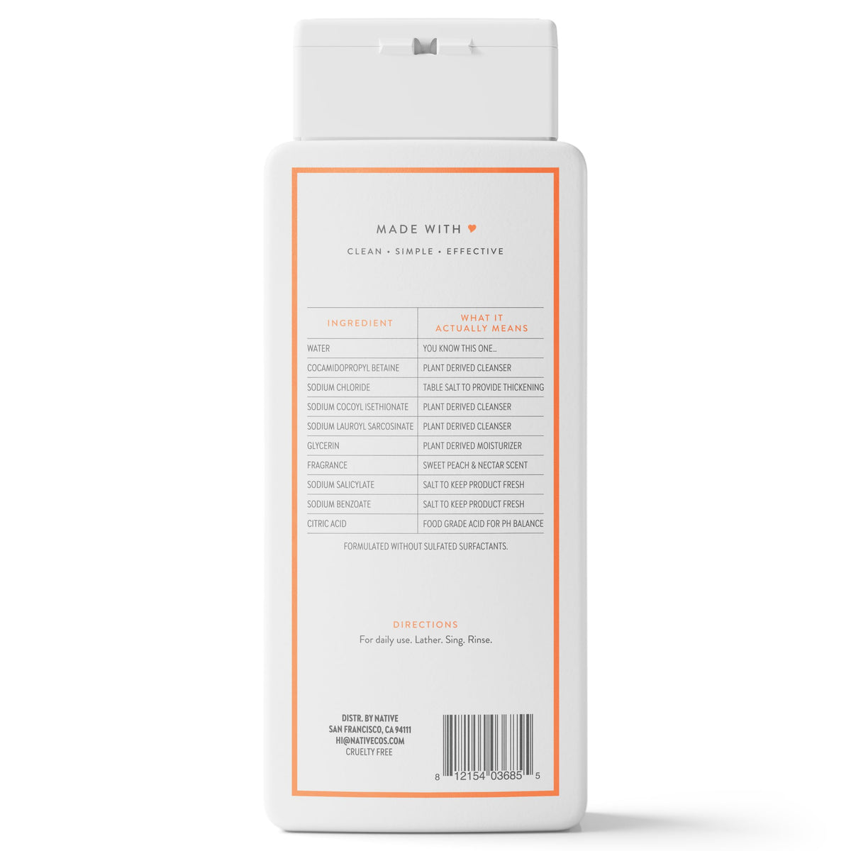 Native Clean Body Wash for Women & Men, Powder & Cotton Scent, 18 fl oz
