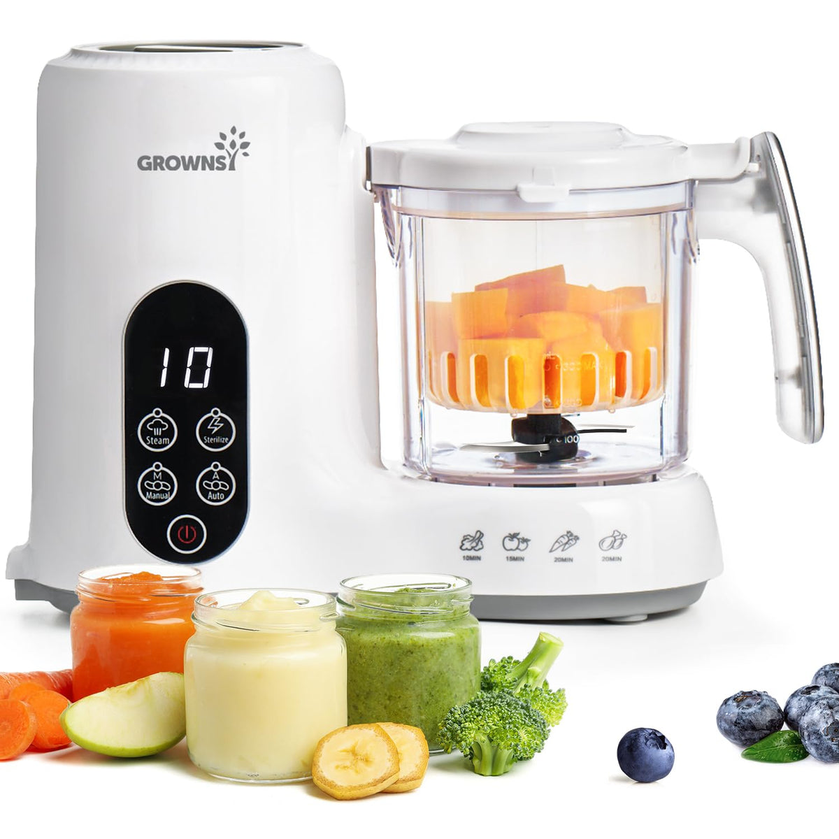Grownsy Baby Food Maker, Steamer & Blender Baby Food Processor, Dark Grey