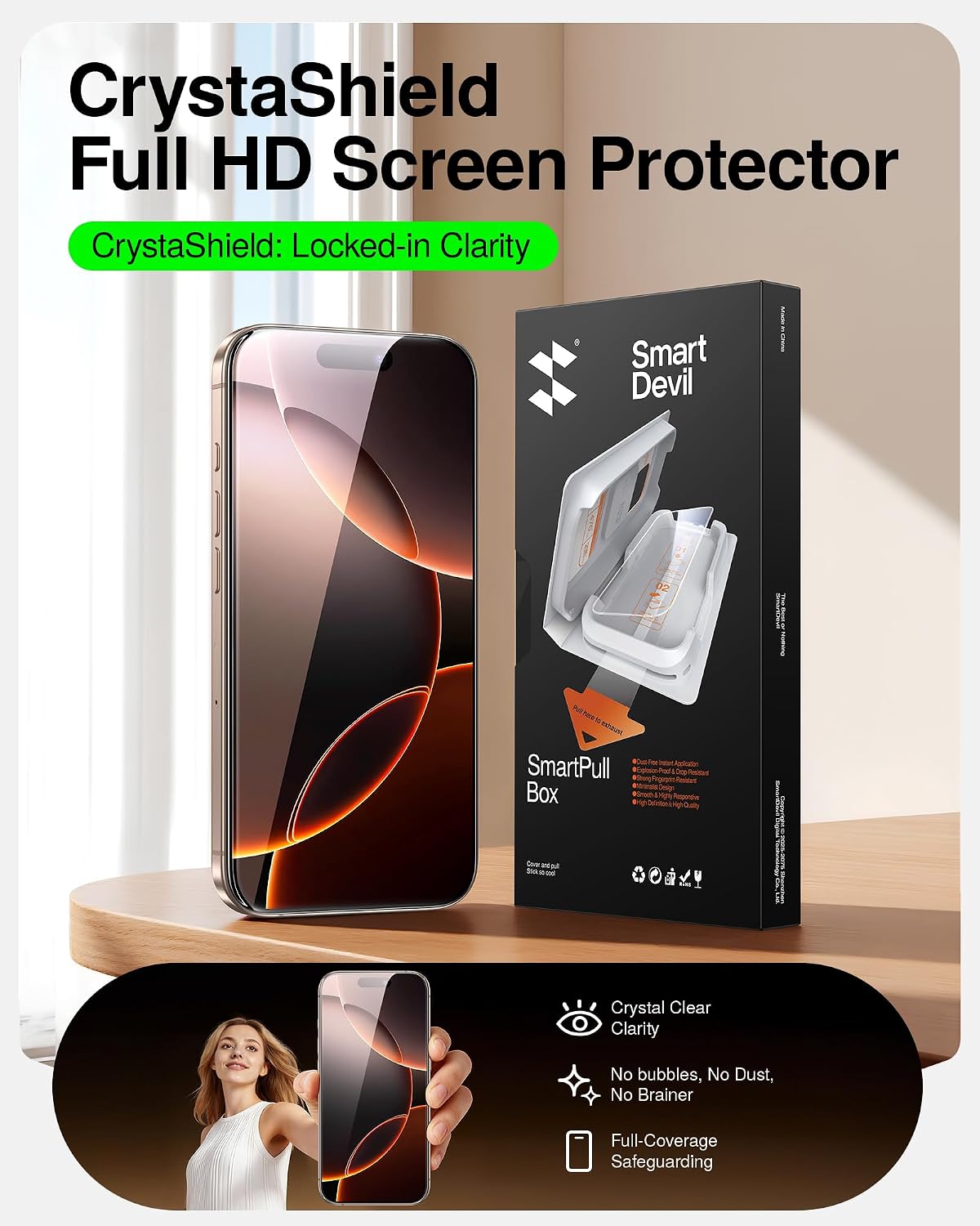 SMARTDEVIL 2 Pack Tempered Glass for iPhone 15 Pro Screen Protector