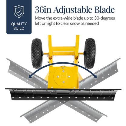 Best Choice Products 36in Heavy-Duty 2-Wheel Snow Pusher Hand Plow - Black