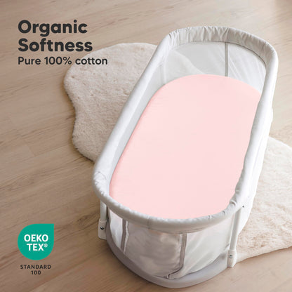 2pk Organic Baby Bassinet Sheets Boys, Girls, Fitted Sheet (Soft White)