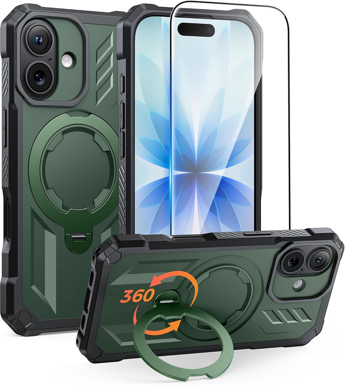 FNTCASE for iPhone 17 Case with 360 Spin Magnetic Stand
