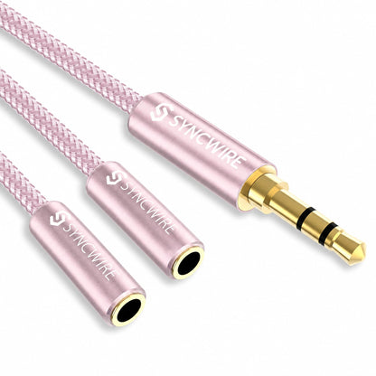 SYNCWIRE Headphone Splitter, 3.5mm Male to 2 Female Y Cable, Gold