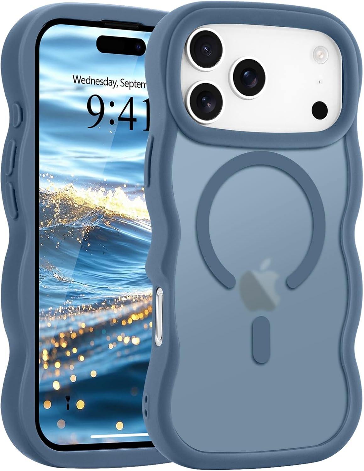 Pepmune for iPhone 16 Pro Max Case Curly Wavy Frame Translucent, Burgundy